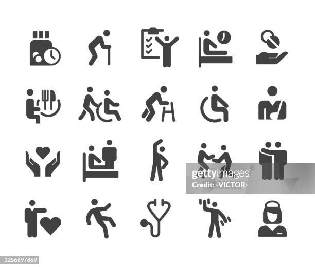 nursing home icons - classic series - physiotherapy stock illustrations