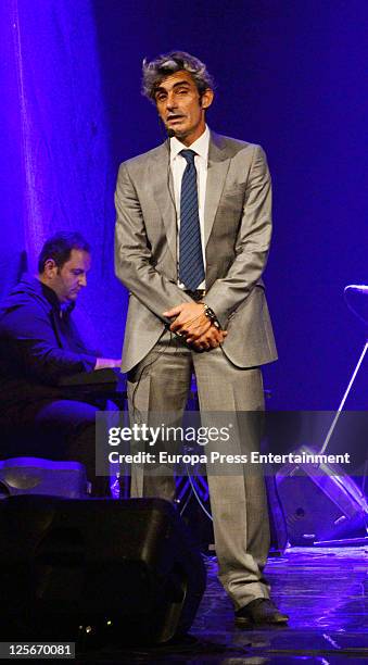 Actor Micky Molina performs at 'Cantando por Molina' premiere at Calderon Theatre on September 19, 2011 in Madrid, Spain. This musical theatre play...