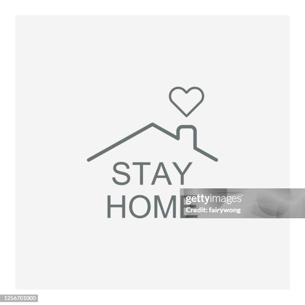 stay home concept, home liebe herz-symbol - dach stock-grafiken, -clipart, -cartoons und -symbole