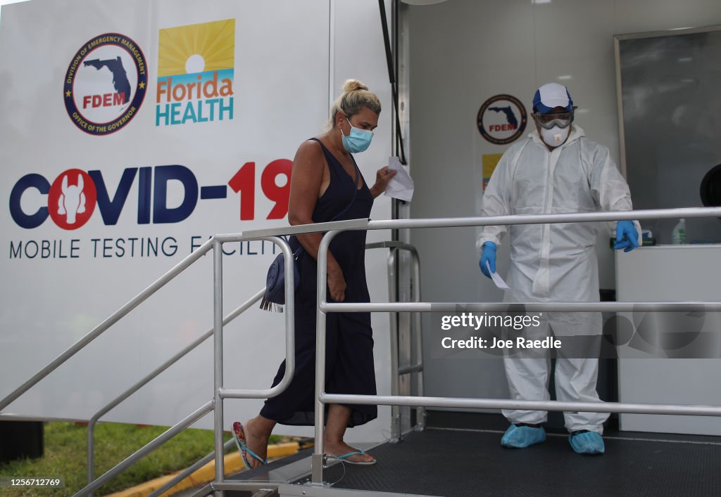 Mobile Covid Testing Site Setup In Miami Beach