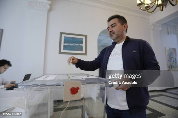 Turkish citizens living in Georgia, cast their votes for the second round of Turkiye's presidential election in Tbilisi, Georgia on May 21, 2023