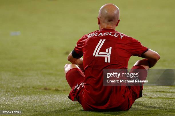 Michael Bradley of Toronto FC reacts against the Montreal Impact during a Group C match as part of the MLS Is Back Tournament at ESPN Wide World of...