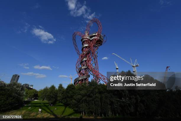 General view of the ArcelorMittal Orbit is seen in Queen Elizabeth Olympic Park prior to the Premier League match between West Ham United and Watford...