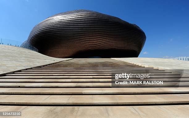 General view shows the Ordos Museum building in the city centre of Ordos, Inner Mongolia on September 12, 2011. The city which is commonly referred...