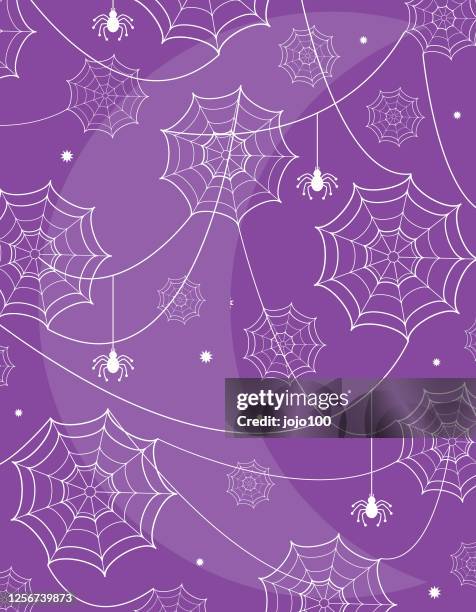 halloween all over cobwebs purple pattern - spider web background stock illustrations