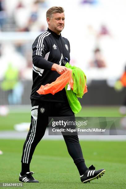 Karl Robinson Assistant Manager of Leeds United before the Premier League match between West Ham United and Leeds United at London Stadium on May 21,...