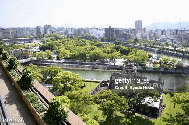 Photo shows the World Heritage-listed Atomic Bomb Dome and the Peace Memorial Park in Hiroshima on May 21 as the three-day Group of Seven summit...