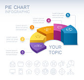 Five Section 3D Infographic Pie Chart
