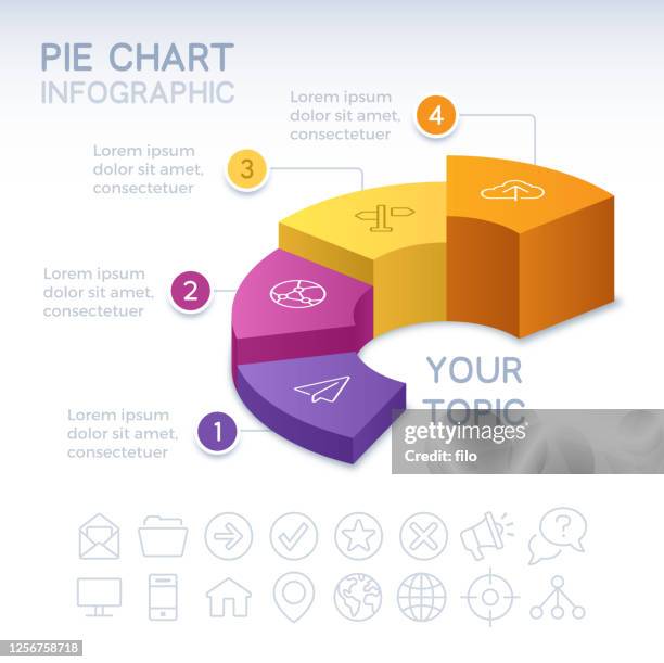illustrations, cliparts, dessins animés et icônes de graphique en secteurs infographique 3d de la section 3d - couches superposées