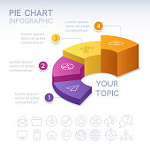 Four Section 3D Infographic Pie Chart