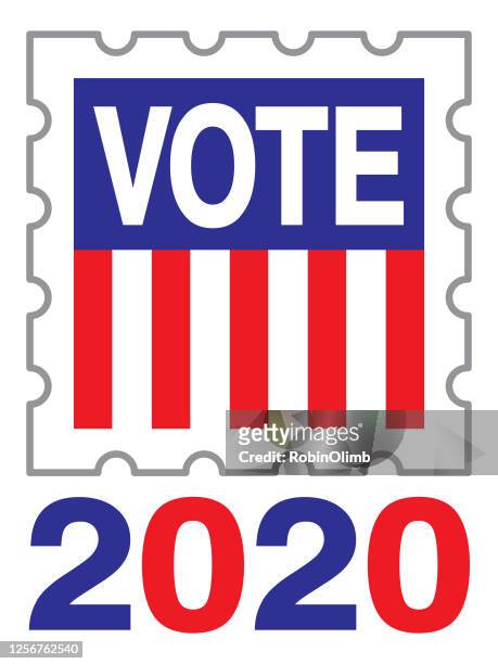 vote postage stamp 2020 - early voting stock illustrations