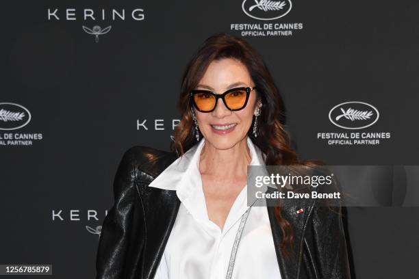 Michelle Yeoh attends the "Kering Women In Motion Talk" at the 76th annual Cannes film festival at the Hotel Majestic Barrière Cannes on May 20, 2023...