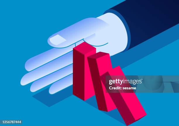ilustraciones, imágenes clip art, dibujos animados e iconos de stock de la enorme mano extendida impidió que el dominó se derrumbara - men guarding fallen man