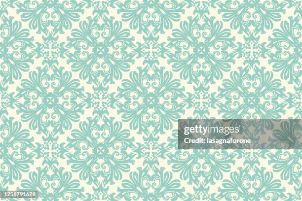 antike scroll-muster von hand gezeichnet nahtlose vektor - damast stock-grafiken, -clipart, -cartoons und -symbole
