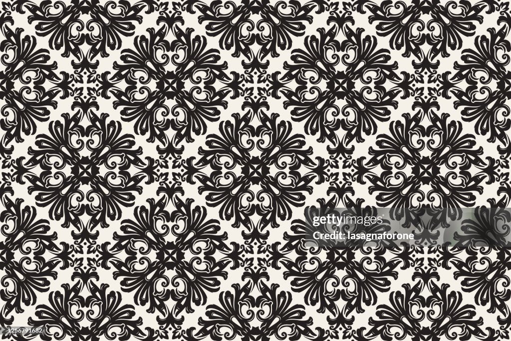 Antique Scroll Pattern Hand Drawn Seamless Vector High-Res Vector ...