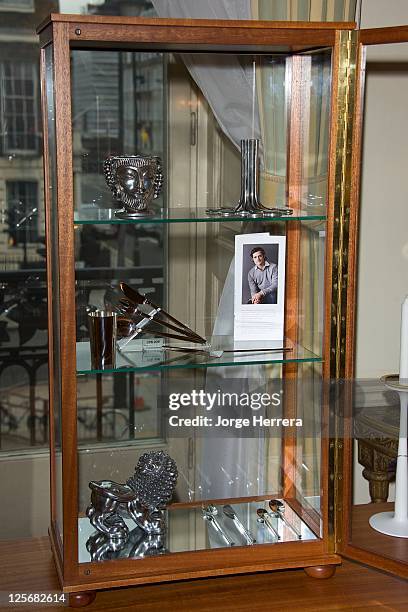 Silverware designed by Prince Carl Philip of Sweden during the HEMMA Swedish Design Goes London - Private View, at the Swedish Ambassador's Residence...