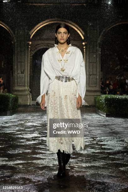 Model on the runway at Dior Cruise 2024 Fashion show at Colegio de San Ildefonso on May 20, 2023 in Mexico City, Mexico.