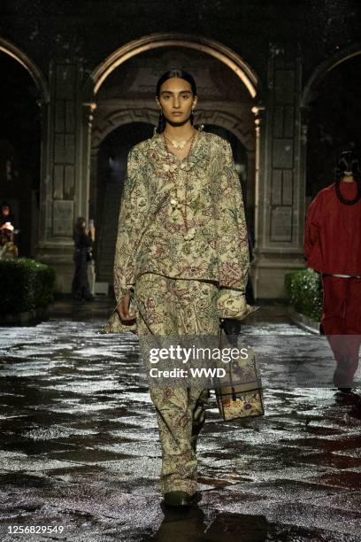 Model on the runway at Dior Cruise 2024 Fashion show at Colegio de San Ildefonso on May 20, 2023 in Mexico City, Mexico.