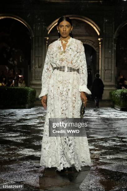 Model on the runway at Dior Cruise 2024 Fashion show at Colegio de San Ildefonso on May 20, 2023 in Mexico City, Mexico.