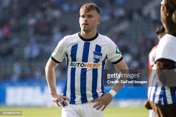 Maximilian Mittelstaedt of Hertha BSC Berlin looks dejected after the Bundesliga match between Hertha BSC and VfL Bochum 1848 at Olympiastadion on...