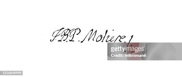 signature of molière, jean-baptiste poquelin (1622-1673), french playwright, actor and poet - actor script stock pictures, royalty-free photos & images