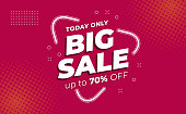 Big Sale Banner With Minimalis Design on Red Background.
Template Promotion, Poster, Voucher. Vector Illustration