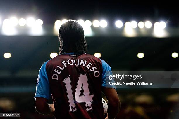 Nathan Delfounseo of Aston Villa during the Carling Cup third round match between Aston Villa and Bolton Wanderers at Villa Park on September 20,...