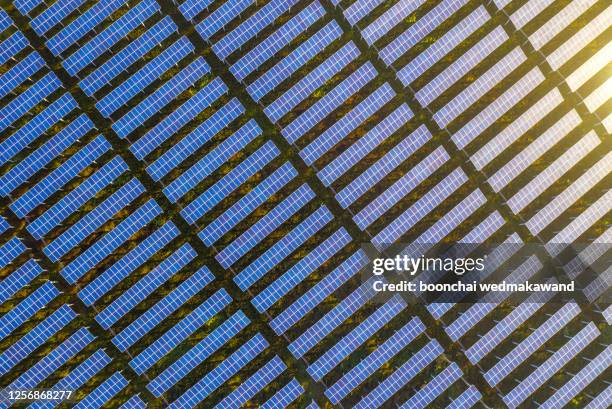 power plant using renewable solar energy - power grid stock-fotos und bilder