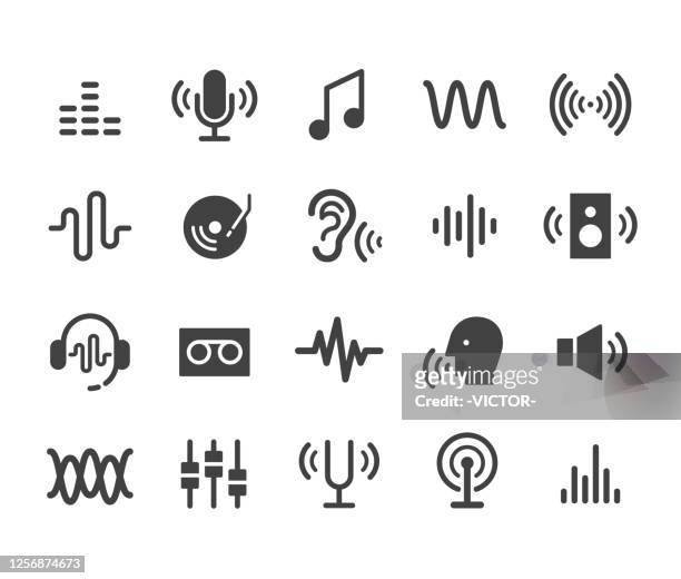 illustrazioni stock, clip art, cartoni animati e icone di tendenza di icone del suono - serie classica - altoparlante hardware audio