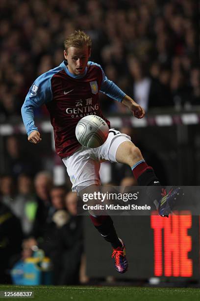 Barry Bannan of Aston Villa during the Carling Cup third round match between Aston Villa and Bolton Wanderers at Villa Park on September 20, 2011 in...