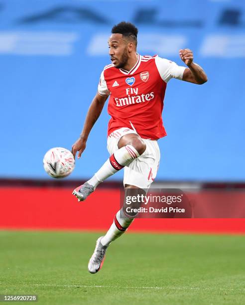 Pierre-Emerick Aubameyang of Arsenal during the FA Cup Semi Final match between Arsenal and Manchester City at Wembley Stadium on July 18, 2020 in...