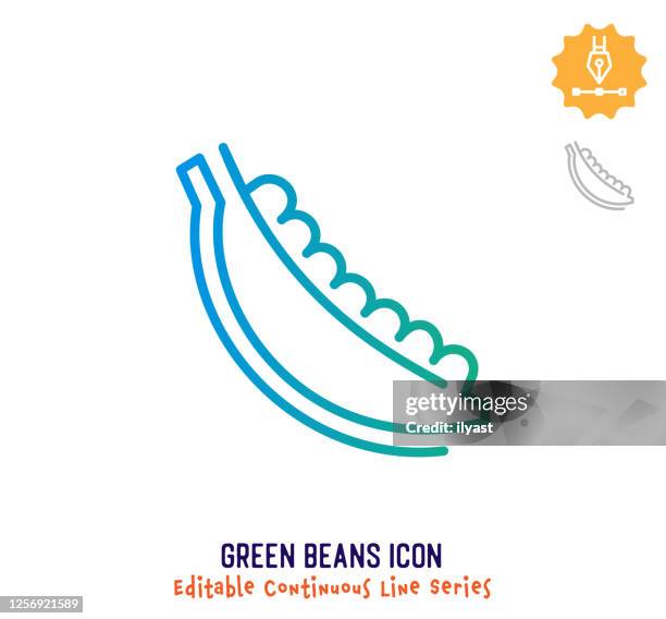 green beans continuous line editable stroke line - baked beans stock illustrations