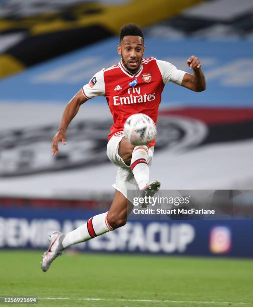 Pierre-Emerick Aubameyang during the FA Cup Semi Final match between Arsenal and Manchester City at Wembley Stadium on July 18, 2020 in London,...