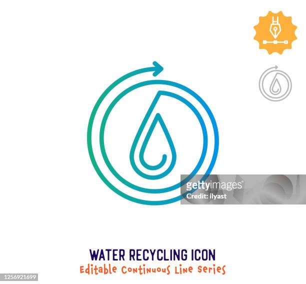 illustrations, cliparts, dessins animés et icônes de ligne de recyclage continu de l’eau ligne modifiable ligne - énergies renouvelables