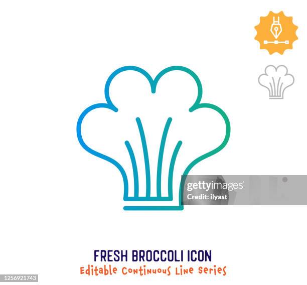 fresh broccoli continuous line editable stroke line - cooked broccoli stock illustrations
