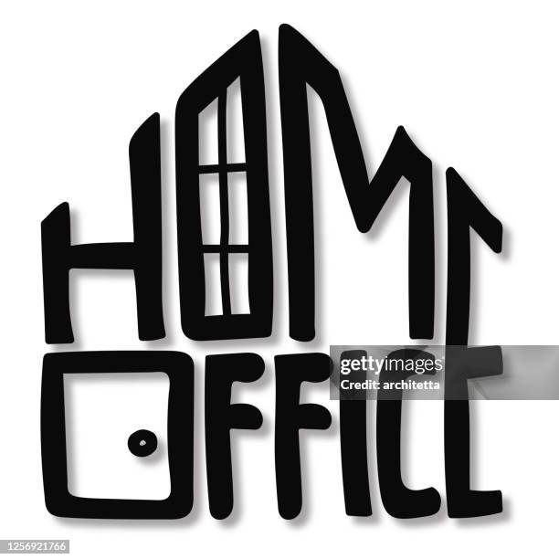 home office icon typography - empty study room stock illustrations