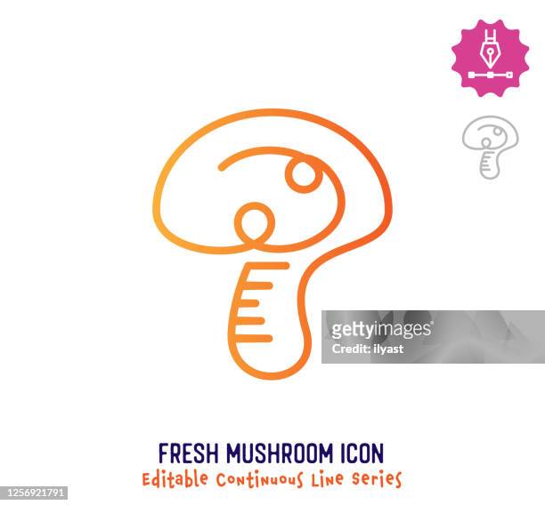 fresh mushroom continuous line editable stroke line - vertical farm stock illustrations