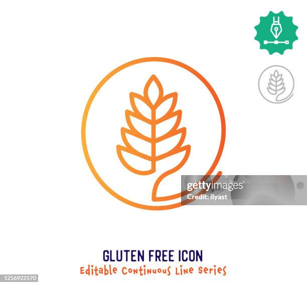 gluten free continuous line editable stroke line - freedom logo stock illustrations