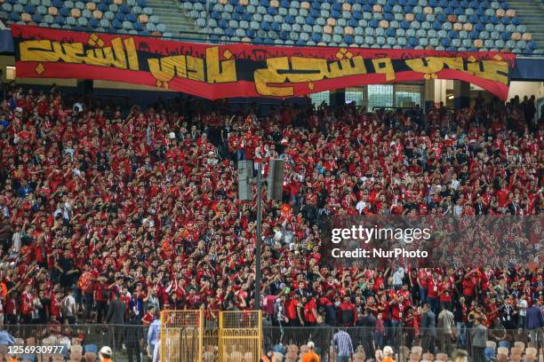 Fans of Al-Ahly during the CAF Champions League semi-final football match between Egypt's Al-Ahly and Tunisia's Esperance Sportive de Tunis at the...