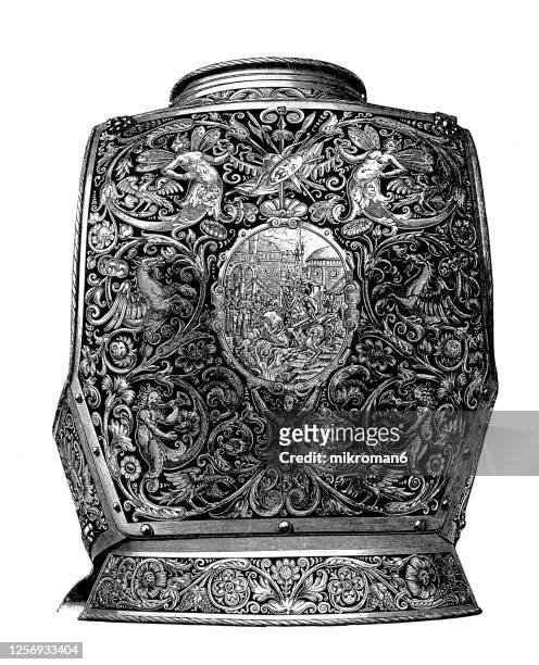 glorious armor of nuremberg, armor of a knight, work from 1607 - traditional armour stock pictures, royalty-free photos & images