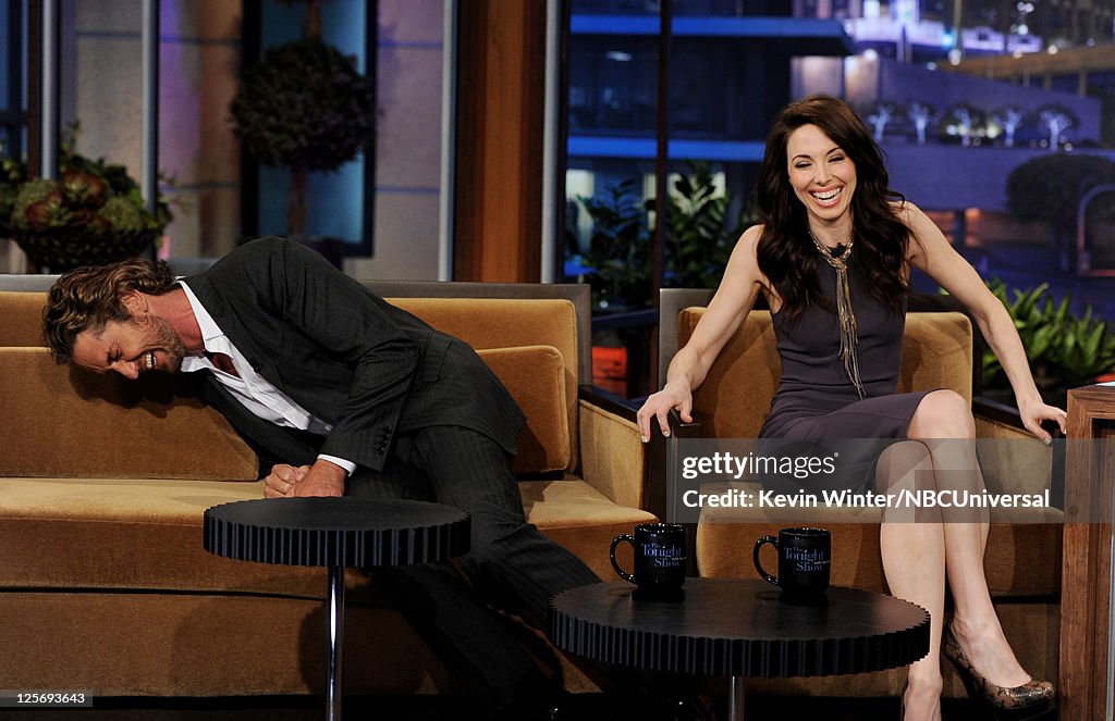 Gerard Butler, Whitney Cummings And Kelly Clarkson On "The Tonight Show With Jay Leno"