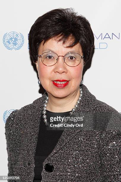 Margaret Chan, Director- General of the World Health Organization attends the "Every Woman, Every Child" MDG Reception at the Grand Hyatt on...