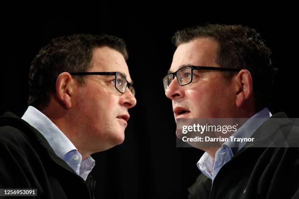Victorian Premier Daniel Andrews speaks to the media at the daily briefing on July 19, 2020 in Melbourne, Australia. Metropolitan Melbourne and the...