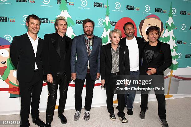 South Park writer/creator Matt Stone, musicians John Taylor, Simon Le Bon and Nick Rhodes, South Park writer/creator Trey Parker and musician Roger...
