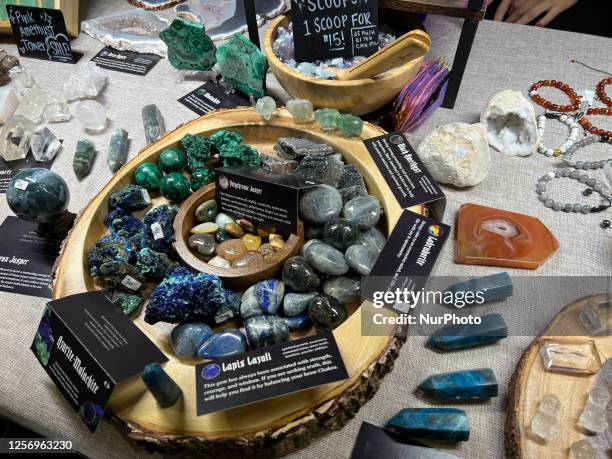 Chakra crystals and healing gemstones in Mississauga, Ontario, Canada, on May 07, 2023. Many people believe that Chakra crystals are very powerful...