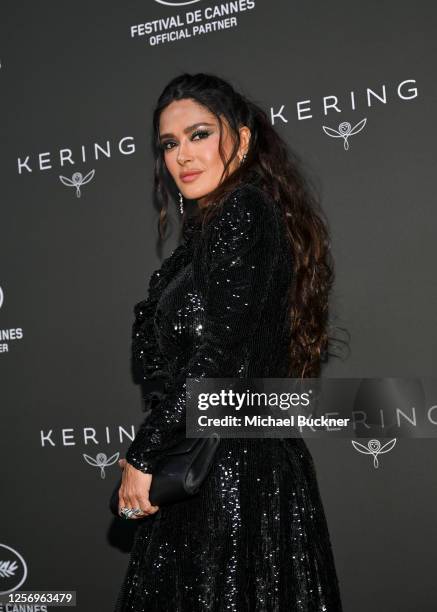 Salma Hayek at the Kering Women in Motion Dinner at the Place de la Castre during the 76th Cannes Film Festival held at the Palais des Festivals on...