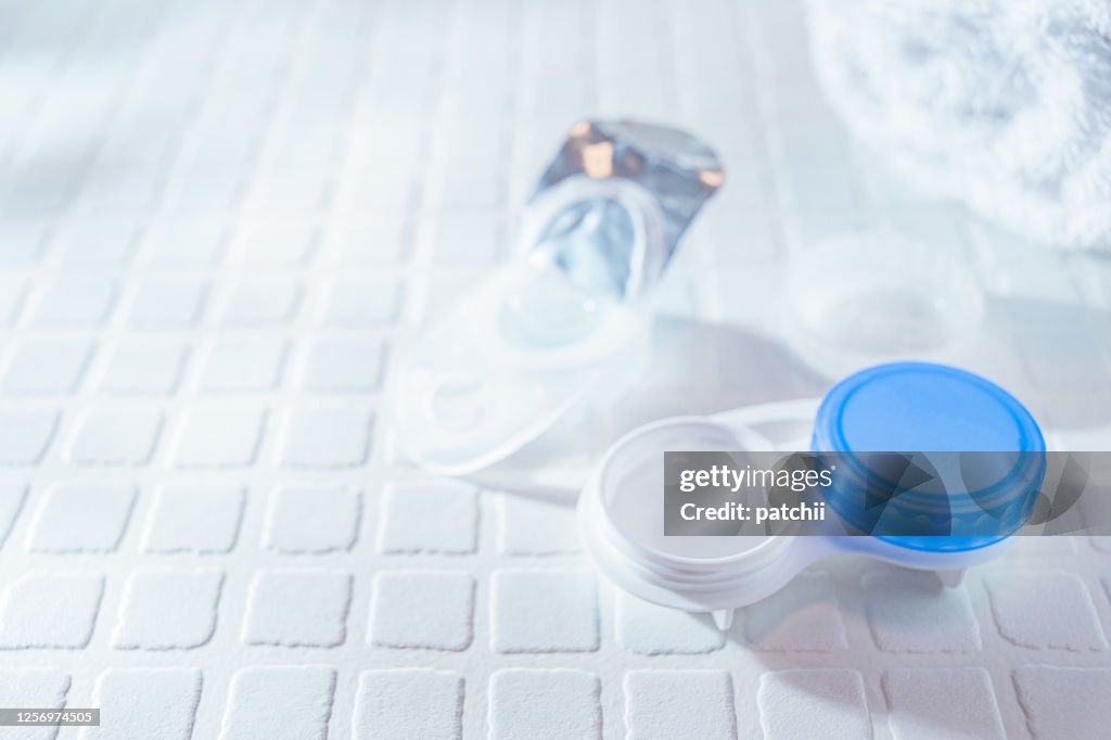 Wearing vision correction/contact lenses to the eye. Glasses and replacement. Cleaning of contact lenses.