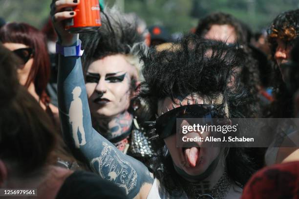 Pasadena, CA Goth fans watch Modern English perform on the Outsiders stage at Cruel World Festival at Brookside at the Rose Bowl, on Saturday, May...