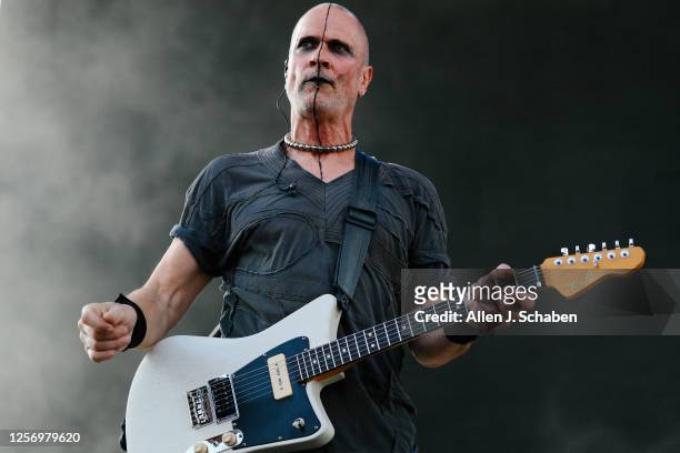 Pasadena, CA Guitarist Steve Harris performs with Gary Numan on the Outsiders stage at Cruel World Festival at Brookside at the Rose Bowl, on...