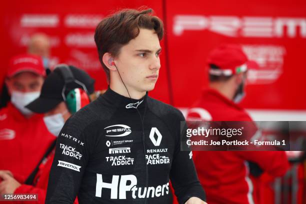 Oscar Piastri of Australia and Prema Racing prepares for the sprint race for the Formula 3 Championship at Hungaroring on July 19, 2020 in Budapest,...